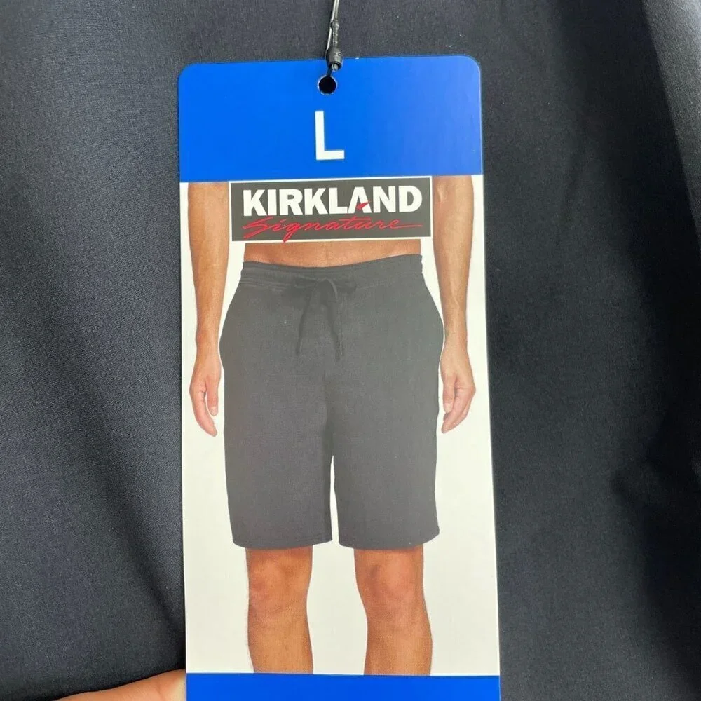 NEW Kirkland Signature Men's L Black Stretch Swim Shorts Quick-Dry Black